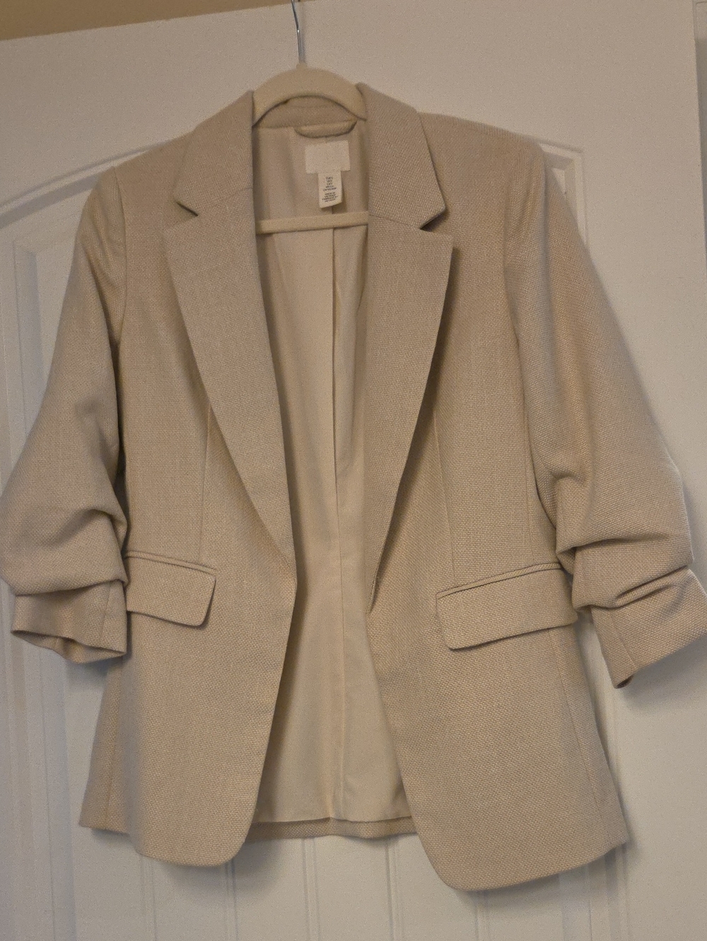 H&M Cream Textured Blazer Jacket